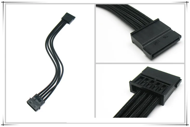 4 контактный разъем Molex для Sata адаптер/Удлинительный кабель с черным наконечником