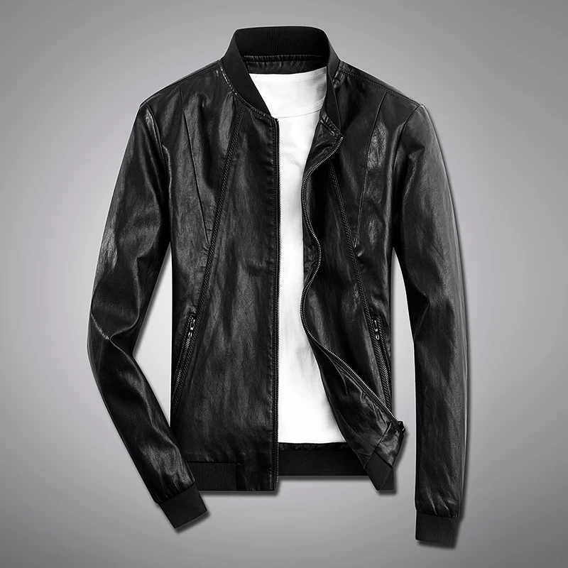 

2018 autumn and winter new men's leather Slim PU leather jacket men's tide jacket