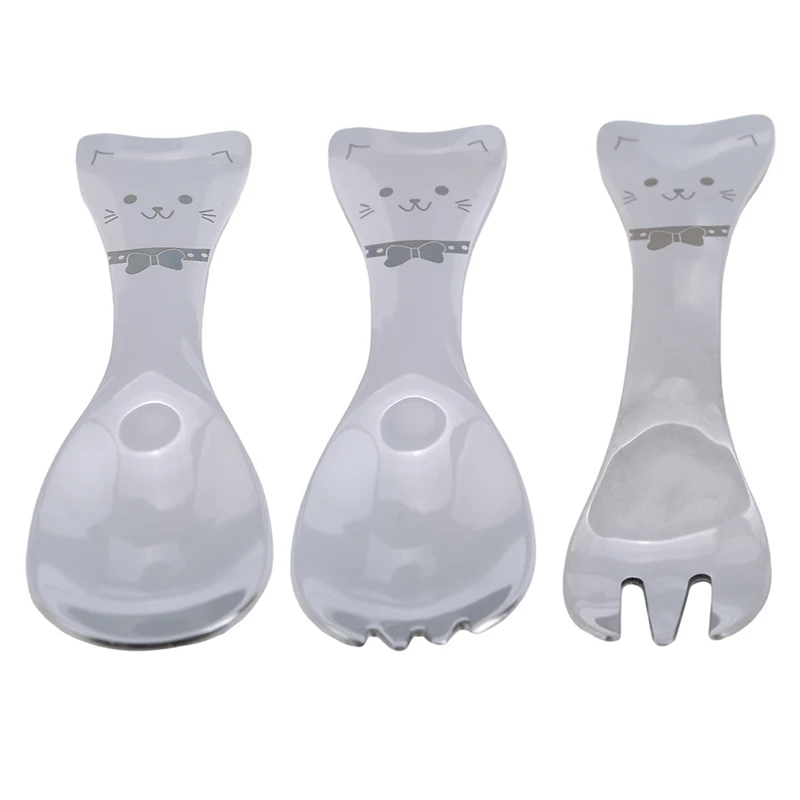 

1PC Baby Dishes Stainless Steel Teaspoon Spoon Fork Knife Utensils Set Baby Kids Learning Eating Habit Children Tableware