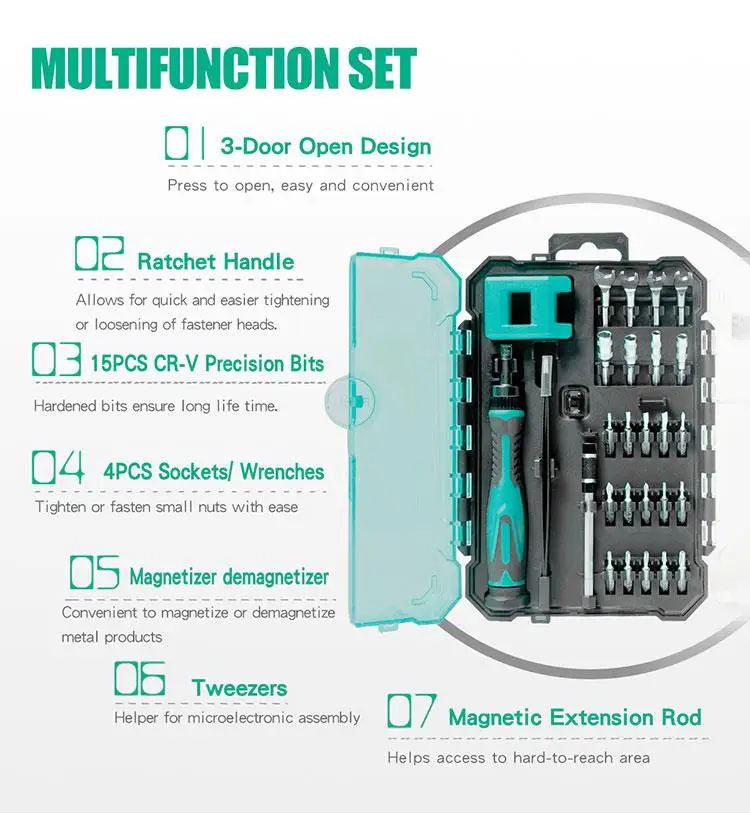 Pro'skit SD-9827M мульти-функциональный 27 в 1 поддержание точности Двусторонняя отвертка инструмент для пинцета группа бытовые инструменты для ремонта