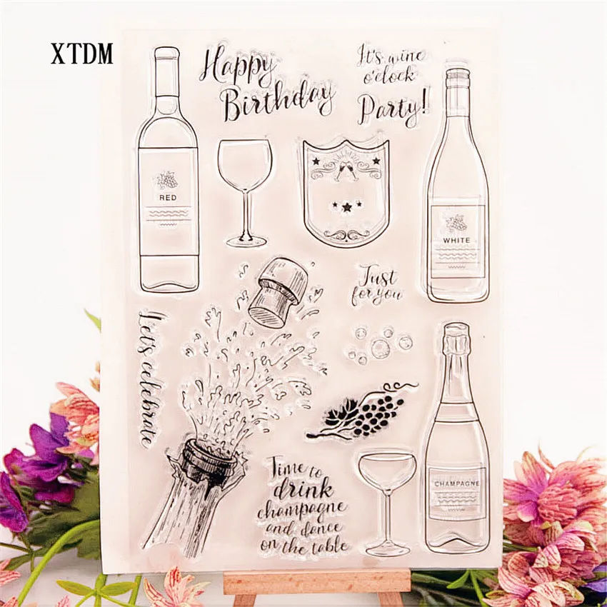 Лидер продаж прозрачный штамп для винной бутылки силиконовый альбом