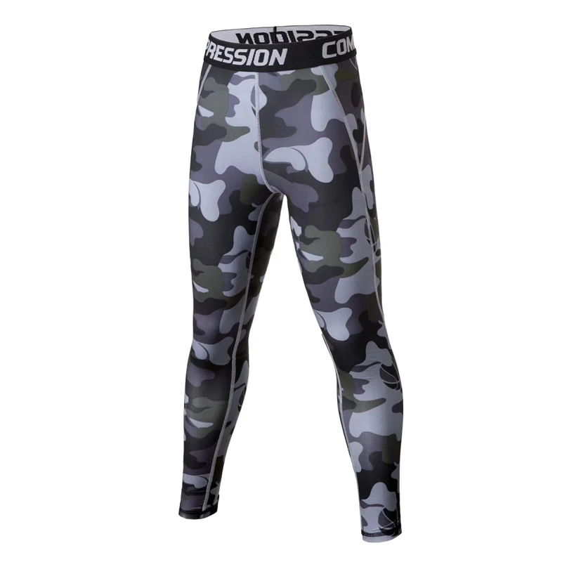 Быстросохнущие камуфляжные Детские компрессионные брюки для мальчиков бега и