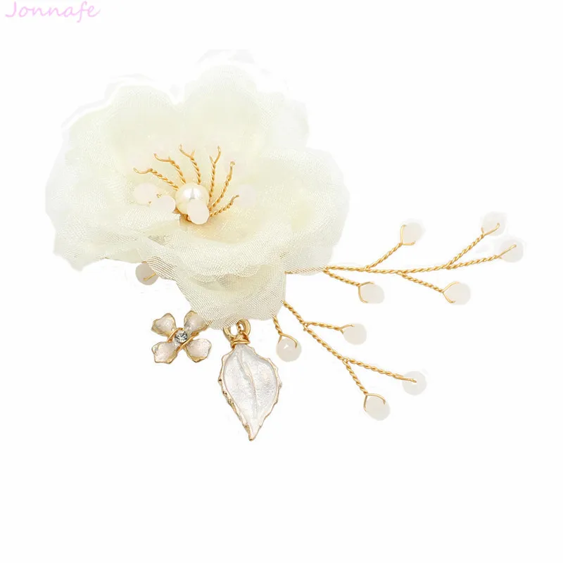 Jonnafe Chffion Flower Bridal Hair Clip Pin Set Elegant Women Headpiece Handmade Wedding Accessories Ornament | Украшения и