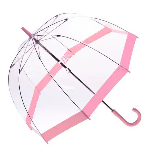 

[ Fly Eagle ]Transparent Dome Long Handle Pattern and Trimmed Clear Rain Umbrella Pink