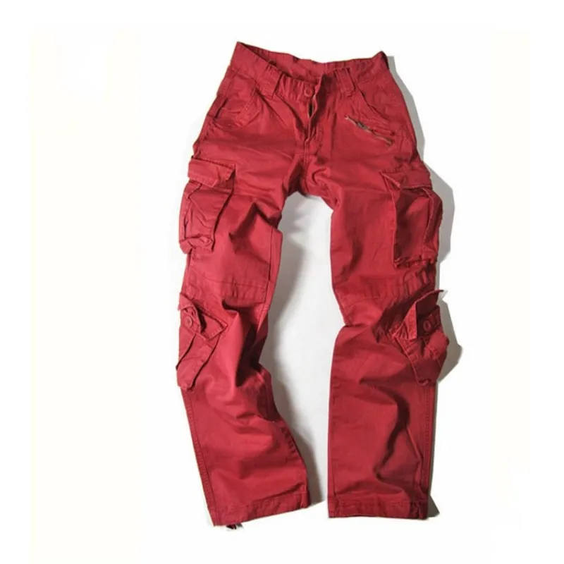 Autumn Winter Womens Military Loose Cargo Pocket Pants Casual Mid Rise Trousers Plus Size Casual Pants 32