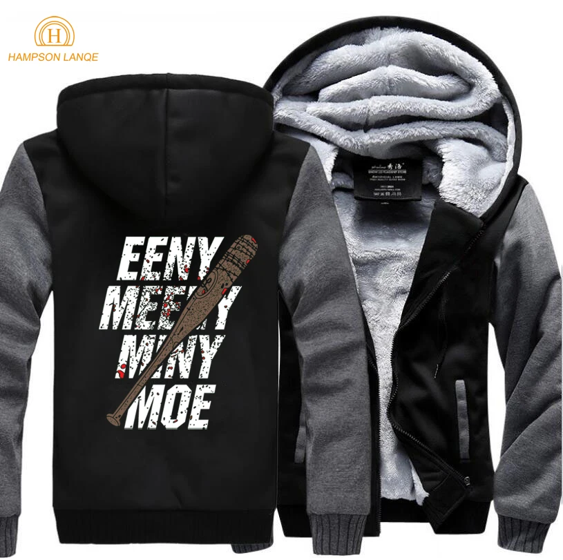 The Walking Dead Eeny Meeny Miny Moe Negan Lucille Zombie Zipper Hoodies Men 2019 Winter Warm Men's Sweatshirts Thick Jacket | Мужская