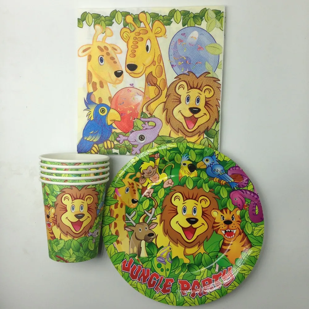 60 шт. 20 бумажных стаканчиков Король Лев джунглей + салфеток тарелок для детей