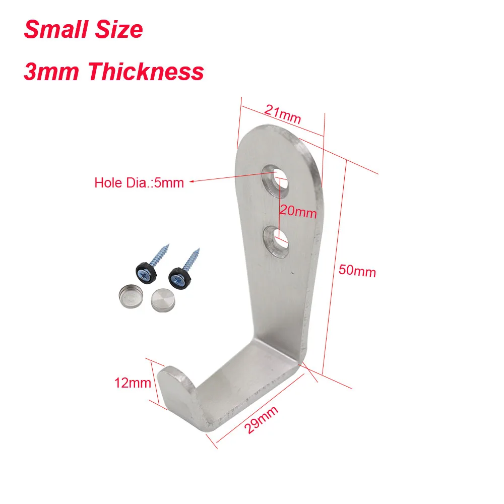 

4pcs Stainless Steel Hooks Hanger Heavy Duty Household Coat Hat Wall Mount Hooks for Bathroom Shower 3mm Thickness Hooks