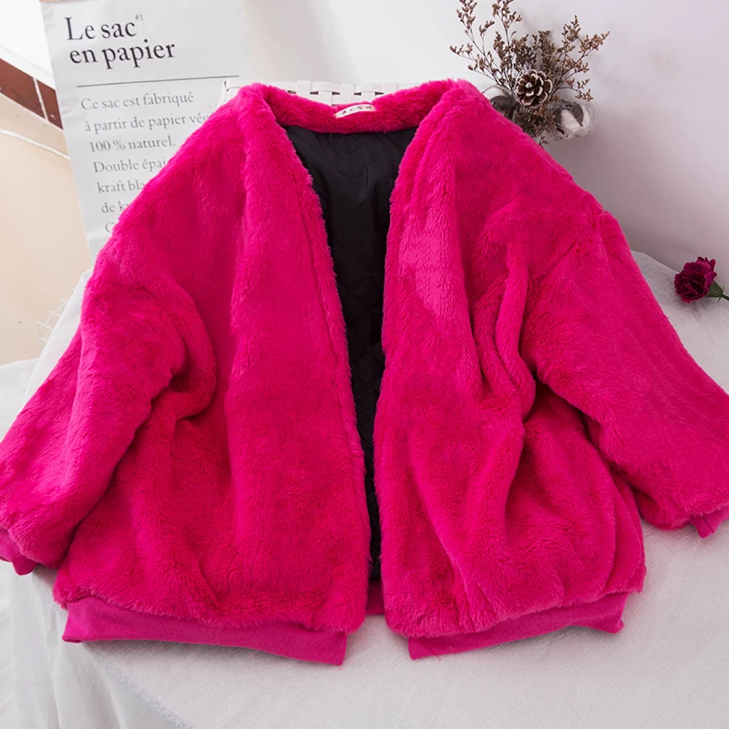 2018 New Women Fluffy Jacket Autumn Batwing Sleeved Solid V Neck Short Faux Wool Cardigan Woman Black Outerwaer Casacos | Женская одежда