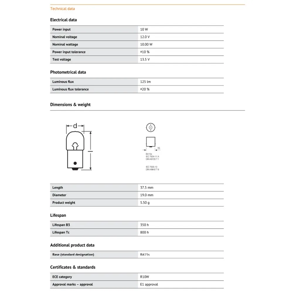 Лампа Ксеноновая OSRAM 12V первоначально R10W 5008 10 Вт Стандартный металлические основания интерьер светильник фонари освещения номерного знака производитель комплексного оборудования для сигнальных ламп,, 10 шт