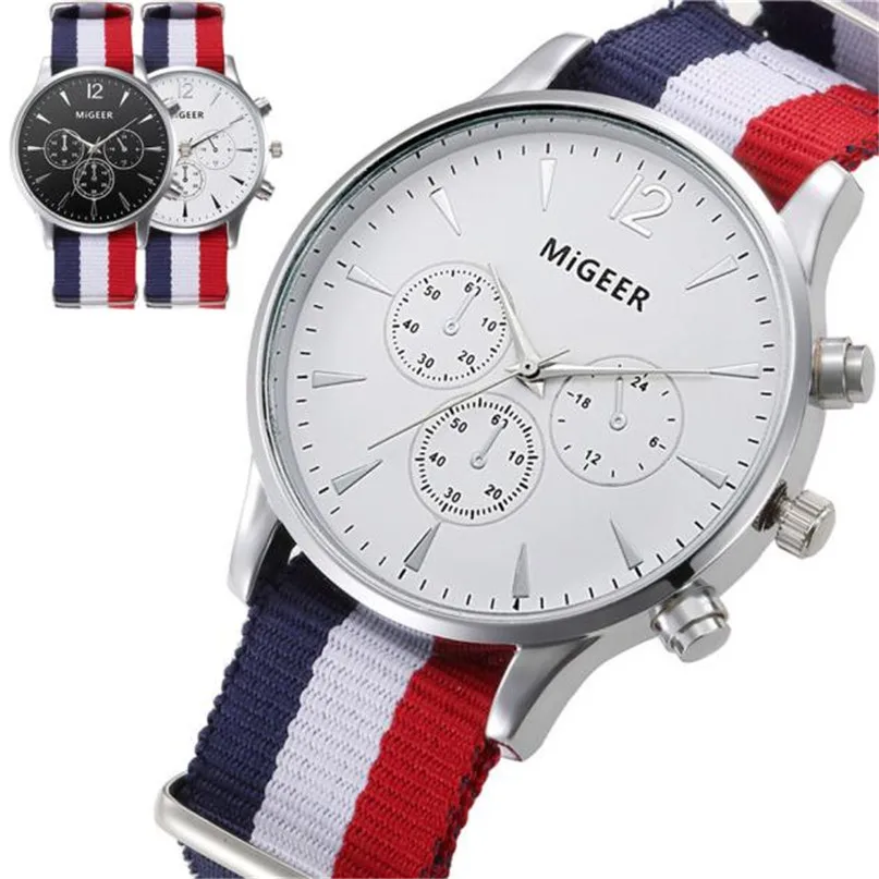 MIGEER men watches Luxury Brand high quality Fashion Canvas Mens boys Analog Watch Wrist Watches Relogio Masculino | Наручные часы
