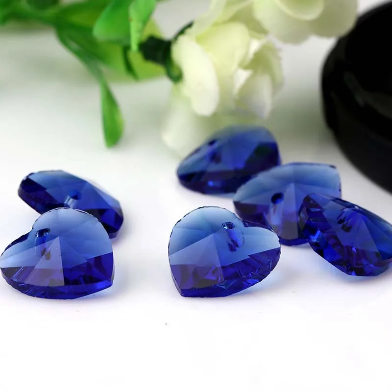 250 шт./лот 14 мм синий хрустальный стеклянный в форме сердца бисер для свадебной