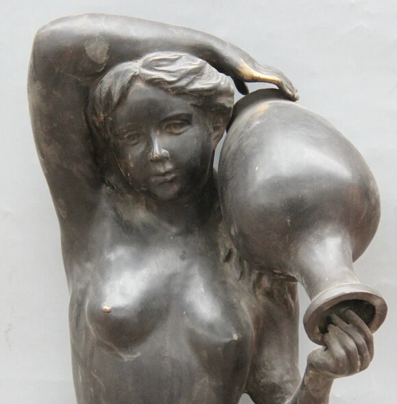 JP S0524 31&quot Chinese Bronze Stand sexy naked nude beauty belle peri Bottle Vase Statue B0403 | Дом и сад