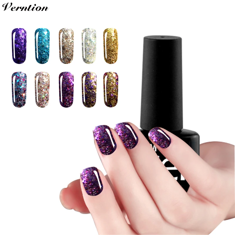 Verntion новые моды База Лаки для ногтей Гель лак клей 3D Алмазный Блеск УФ гель Nail