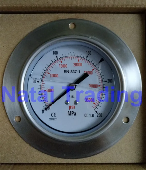 250Mpa M20X1.5 filling silicone oil High Pressure Gauge 35000psi shock proof high pressure fuel system hydraulic gauge