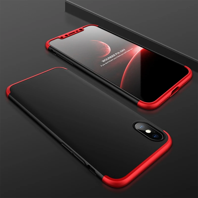 Роскошный чехол для iPhone 6 S 7 8 Plus 5 5S SE красный черный 3 в 1 Жесткий ПК тонкая матовая
