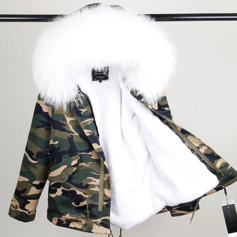 Blufour/Новинка короткие камуфляжные женские парки куртка из натурального меха с