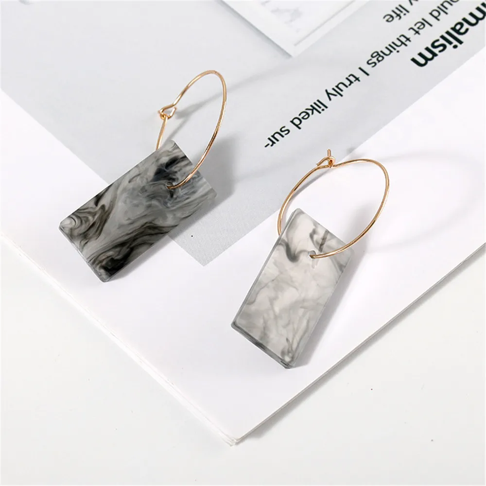 Женские круглые серьги-кольца CRLEY серые серьги с квадратным покрытием винтажные