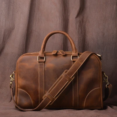 Большой портфель из натуральной коровьей кожи ручной работы в ретро стиле