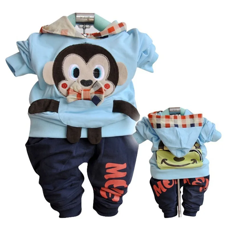 

Anlencool 2020 Free shipping infants Valley cotton hooded sweater children clothing spring models monkey baby clothing sets