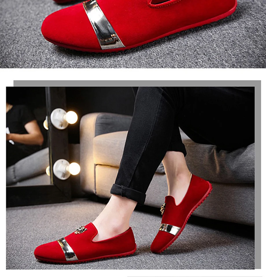 Spring And Autumn New men's Casual Shoes Fashion Cow Suede Men's Shoes Men's Dress Shoes Metal Decoration Men's Wedding Shoes
