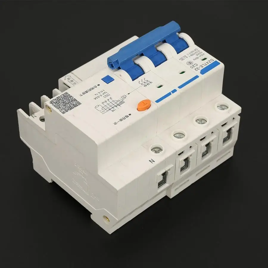 DZ47LE-32 3P+ N C20 RCBO автоматический выключатель с защитой от перегрузки и короткого замыкания 400 В 20A