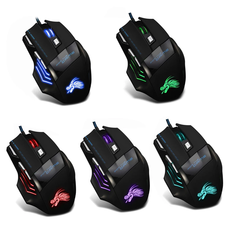 usb wired gaming mouse 7 buttons 5500 dpi adjustable led backlit optical computer mouse gamer mice for pc laptop notebook free global shipping