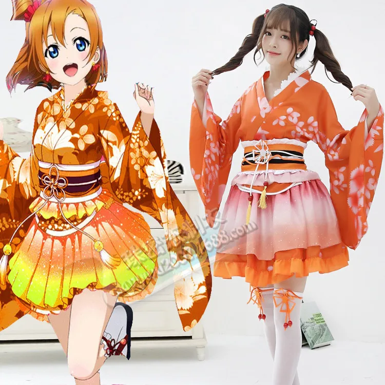 

MILLYN Love live School Idol Project Kimono Anime Summer Yukata Dress Girls Honoka Kousaka Cosplay kimono dress