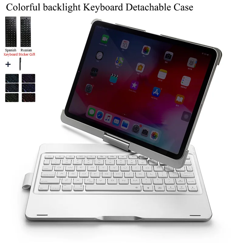 Чехол с вращающейся клавиатурой Цветной подсветкой для iPad Pro 11 '' чехол