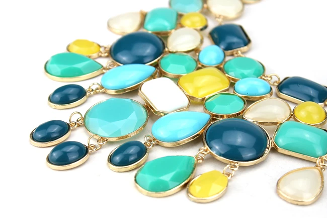 brand vintage multilayer geometric resin stone necklace for women 2014 long statement | Украшения и аксессуары
