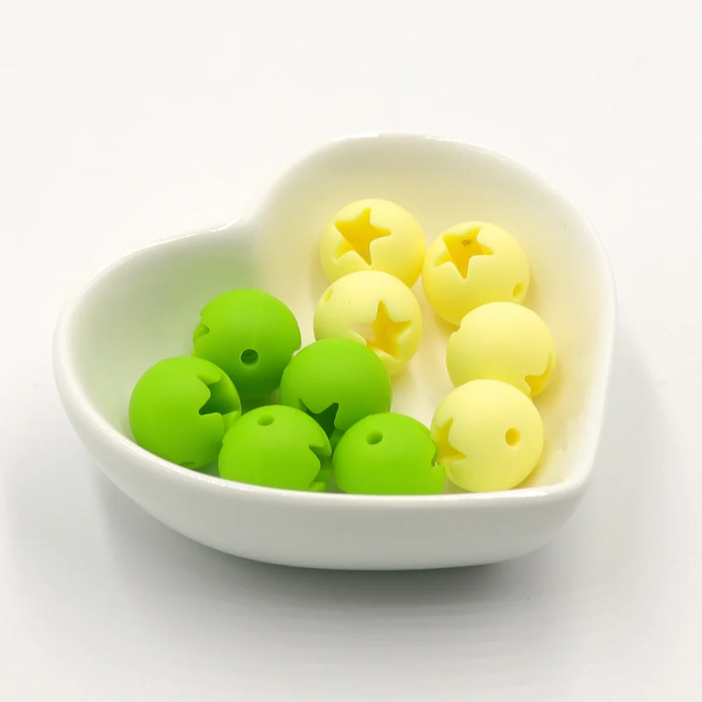 TYRY.HU-Cuentas de silicona huecas en forma de estrella para la fabricaci&oacute;n de joyas, abalorios de combinaci&oacute;n de 30 piezas, Multicolor, grado alimenticio, masticables para beb&eacute;s-2