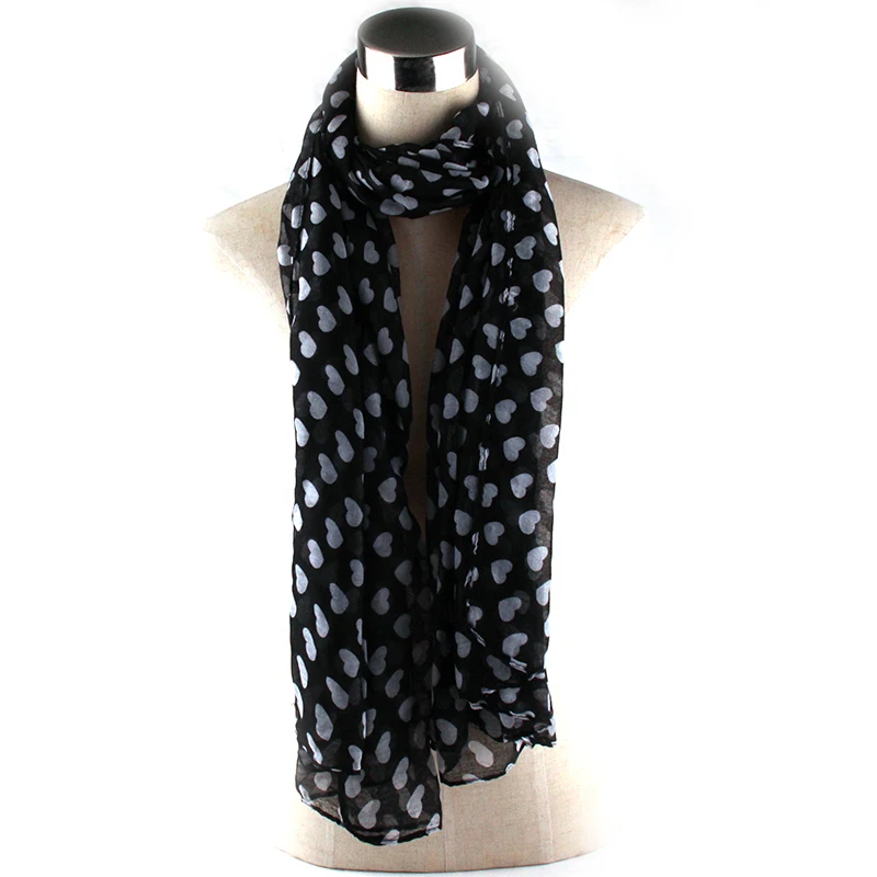 

Fashion Women Flowers Scarf Long Soft Floral Wrap Ladies Heart Scarves For Women