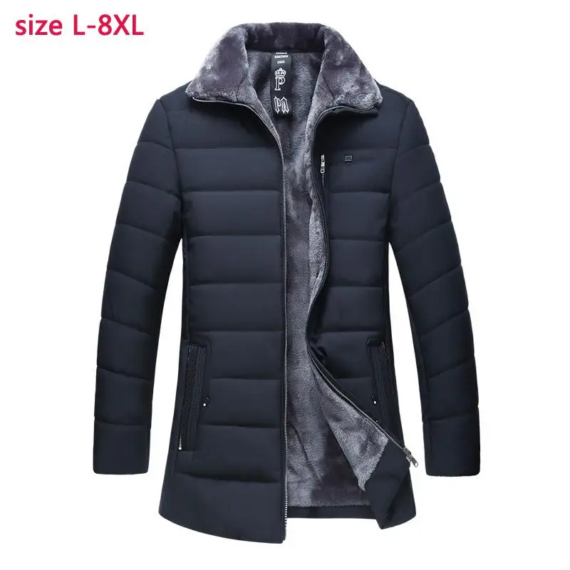 navy blue Новое поступление, модная зимняя мужская одежда с бархатной подкладкой, повседневное толстое мужское зимнее пальто высокого качества, большие размеры, LXL-4XL5XL6XL7XL8XL - Цвет: navy blue