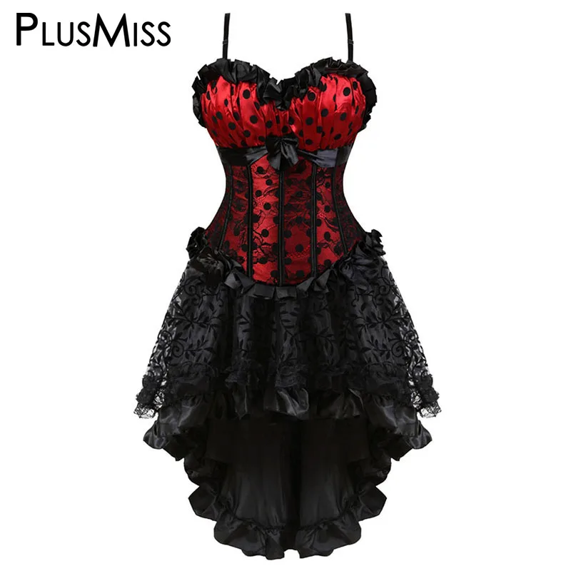PlusMiss размера плюс XXL черный красный в стиле Готик Лолита кружевное платье на