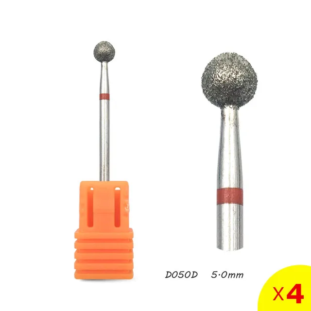 D050D HYTOOS 4 шт. алмазное сверло для ногтей 3/3" роторное сверло для удаления кутикулы, чистящие сверла для маникюра, аксессуары для маникюра, резак для ногтей - Цвет: D050D