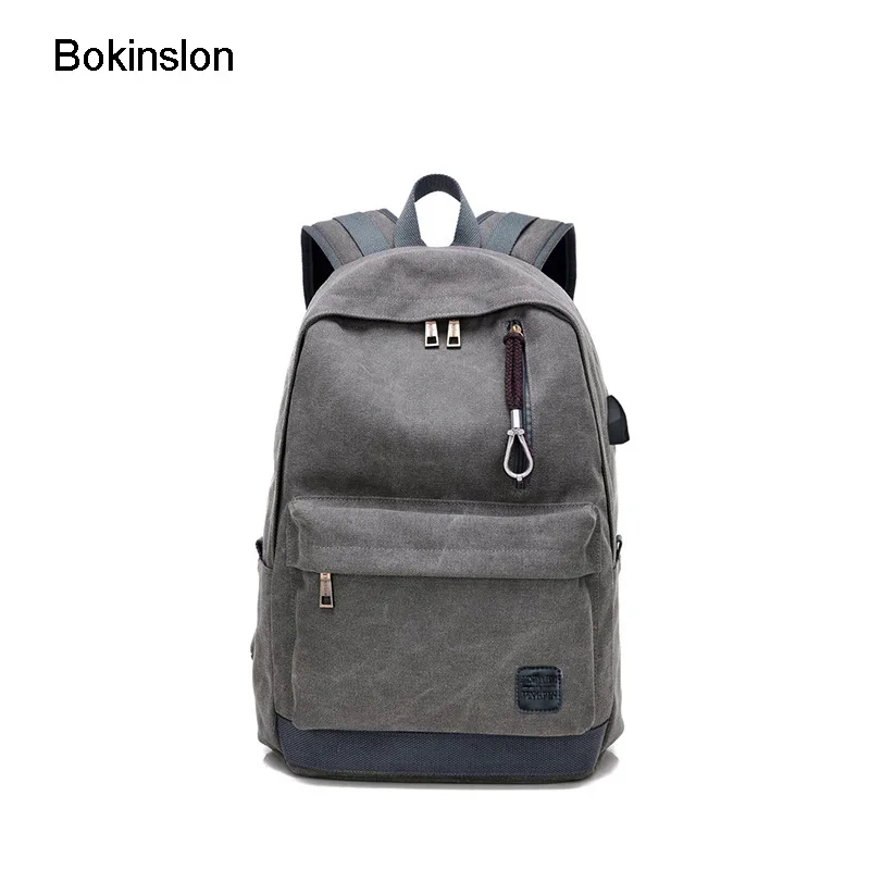 Bokinslon Модные мужские рюкзаки сумки повседневные холщовые однотонные для женщин