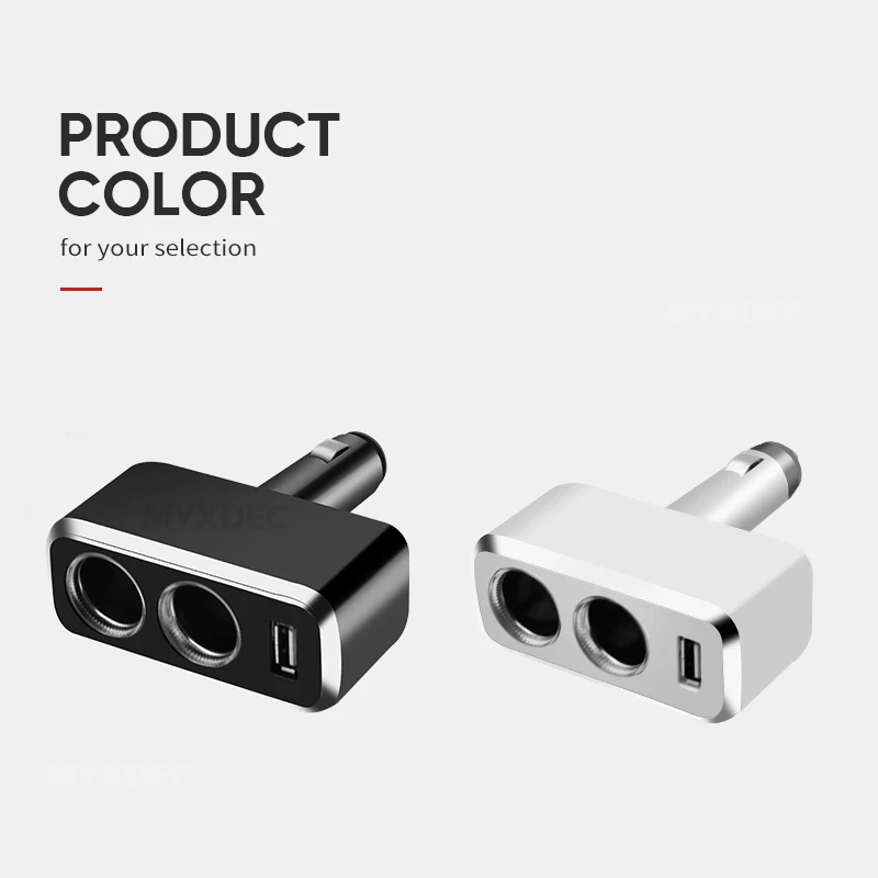Тройная Розетка от 1 до 2+ USB источник питания Автомобильное зарядное устройство Блок питания двойной адаптер/сигарная розетка с синими огнями