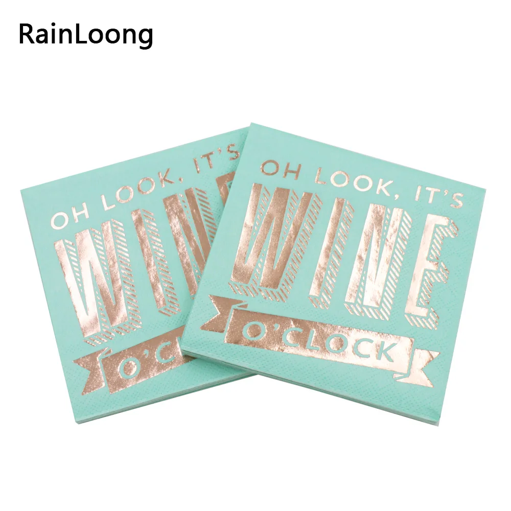 [RainLoong] 3 Plys Фольга Золотой напиток бумажная салфетка Oh LOOK это вино часов для