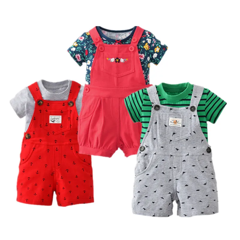 Bebes baby boys 2 pcs/sets newborn kids summer shorts girls T-shirt Belt pats clothes drop shipping Anchor Wave point | Детская одежда