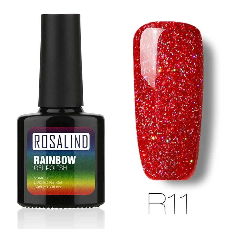 R11 ROSALIND, 10 мл, Гель-лак для ногтей, Радужный мерцающий R01-29, лазер, блестящий, для дизайна ногтей, маникюра, долговечный УФ-светодиодный Гель-лак - Цвет: R11
