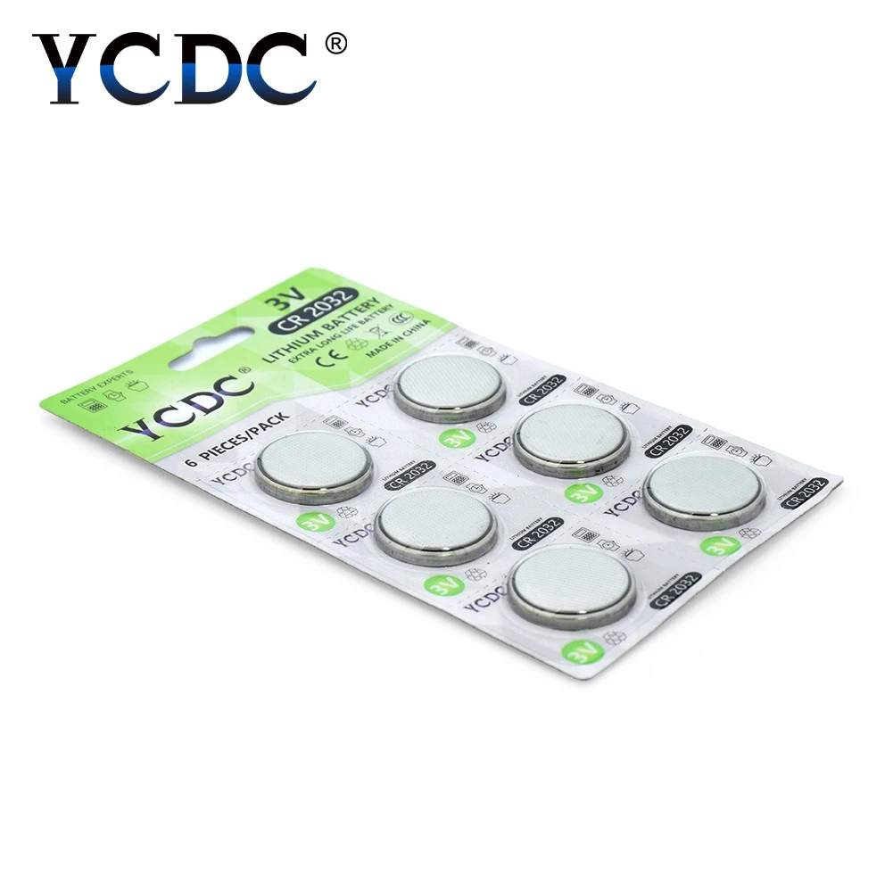 YCDC 6 шт. Li-Po Bateria CR 2032 3V литиевая батарея таблеточного типа для Батарея 5004LC ECR2032 KCR2032 BR2032 DL2032 литиевые батареи для игрушек