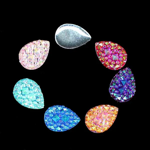20 шт. 13-18 мм смешанные цвета AB минеральная поверхность плоская грушевидная Смола аксессуары с плоской задней поверхностью Аппликации/фотокнопка