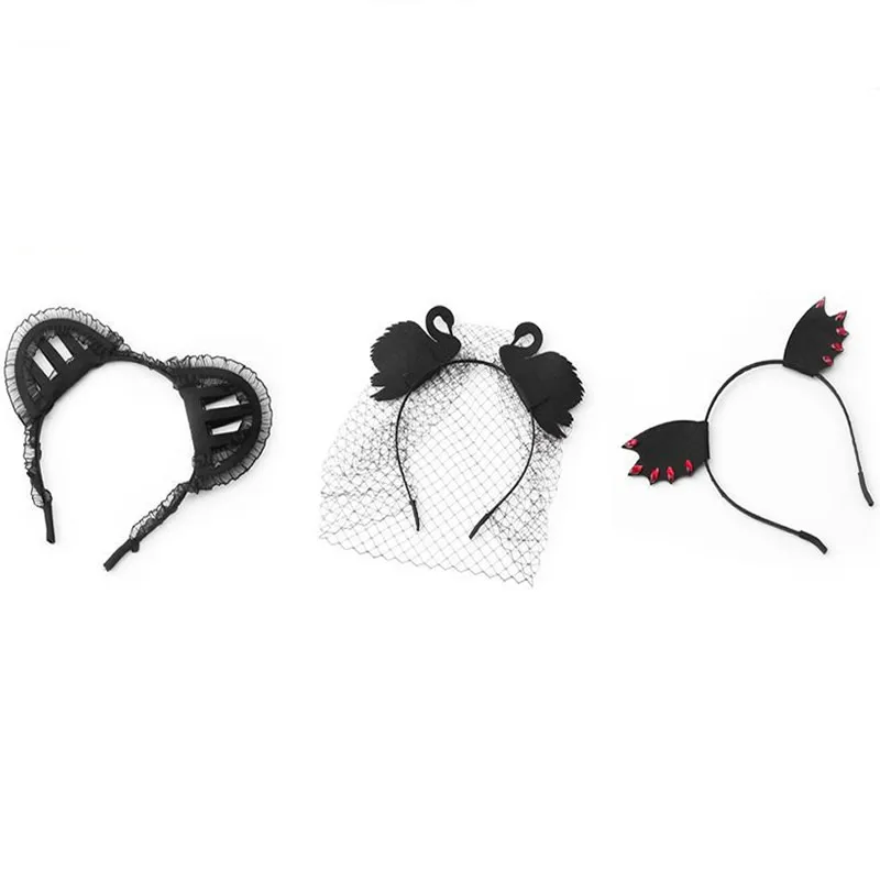 1 шт. летучая мышь/черный лебедь/кошачьи ушки Хэллоуин зловещий ободок на голову