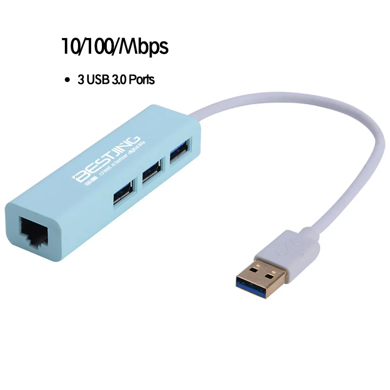 Bestjing 3 Порты USB 0 Ethernet Lan RJ45 сетевой адаптер многофункциональный концентратор