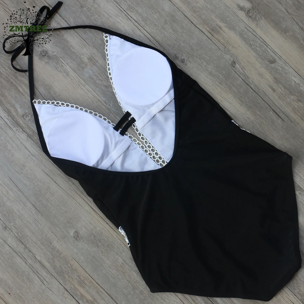 ZMTREE цельный купальник женский кружевной 2017 новейший боди Цельный с открытой