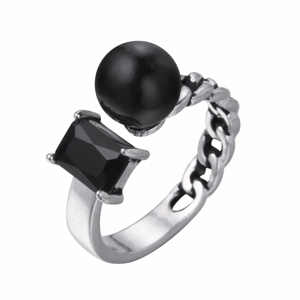 Модные квадратные черные CZ Открытые Кольца двойная витая линия кольцо для женщин