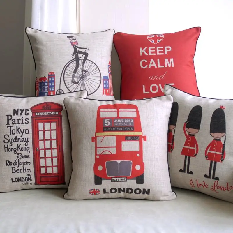 Мультфильм Британский Лондонский автобус телефонная будка и солдат льняная