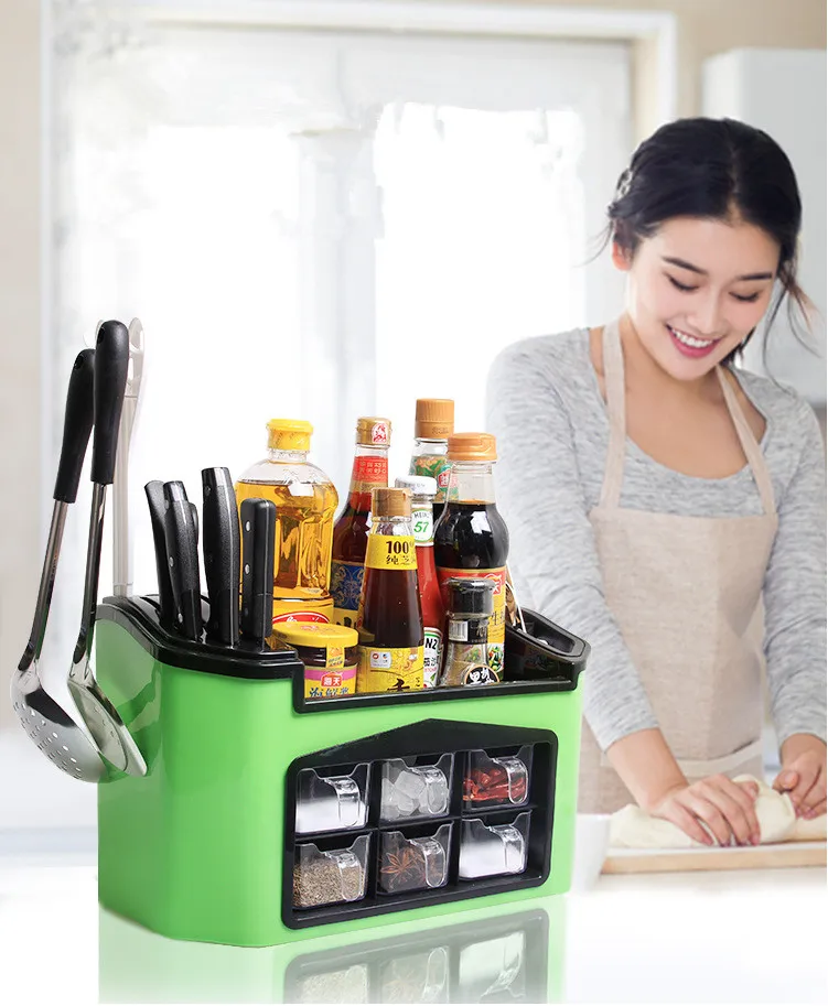 

1 шт. многофункциональная полка для кухонных ножей, вилок, специй, Пластиковая Полка для ножей, коробка для приправ, органайзер для хранения, ...