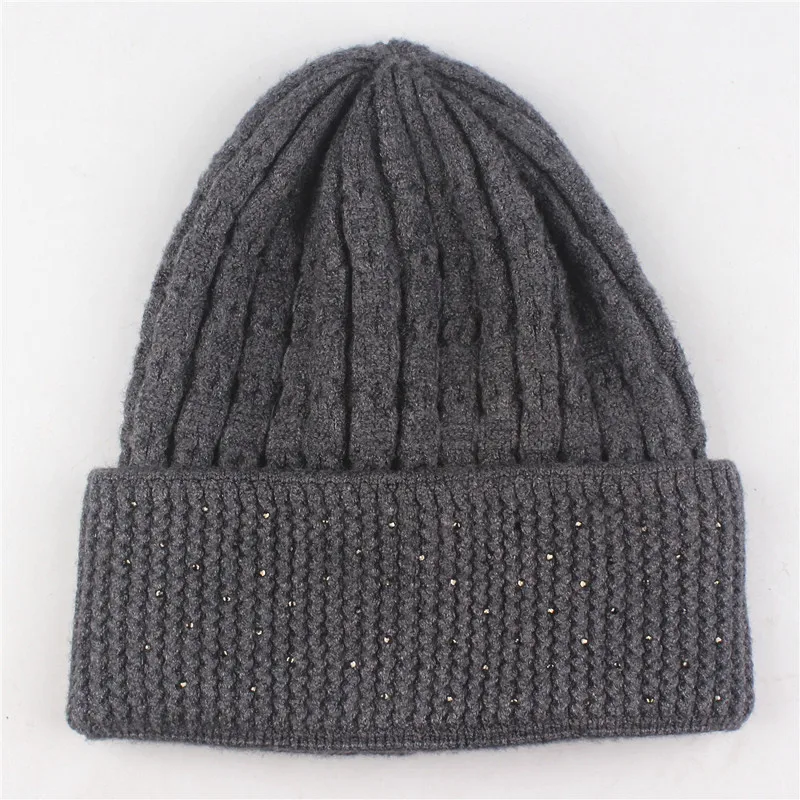 Xthree, зимняя шапка бини для женщин, для девушек, Skullies Beanies, блестящие стразы, вязанные, Gorro, шерстяные женские шапки