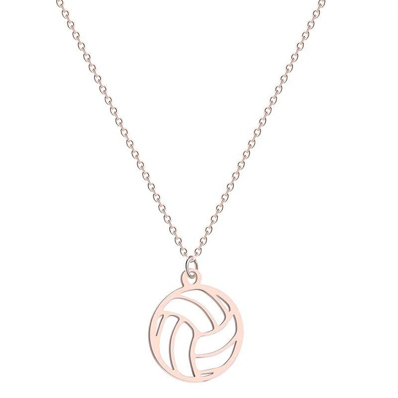 Rose Gold Простой стиль волейбольная подвеска ожерелья 45 см O Цепь из нержавеющей стали очаровательные ожерелья для женщин воротник подарки на день рождения Горячая Распродажа - Окраска металла: Rose Gold
